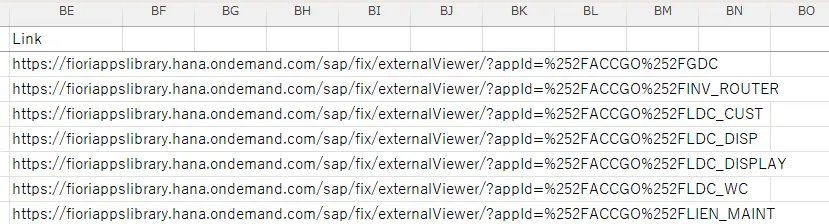 Fiori Apps Reference Libraryからダウンロードしたファイルの中にある列「Link」
