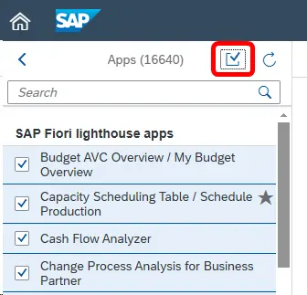 SAP Fiori Apps Libraryよりアプリを全選択