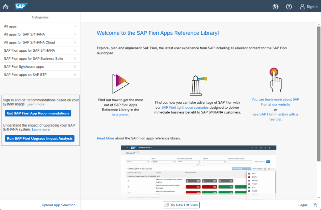 SAP Fiori Apps Libraryのサンプル