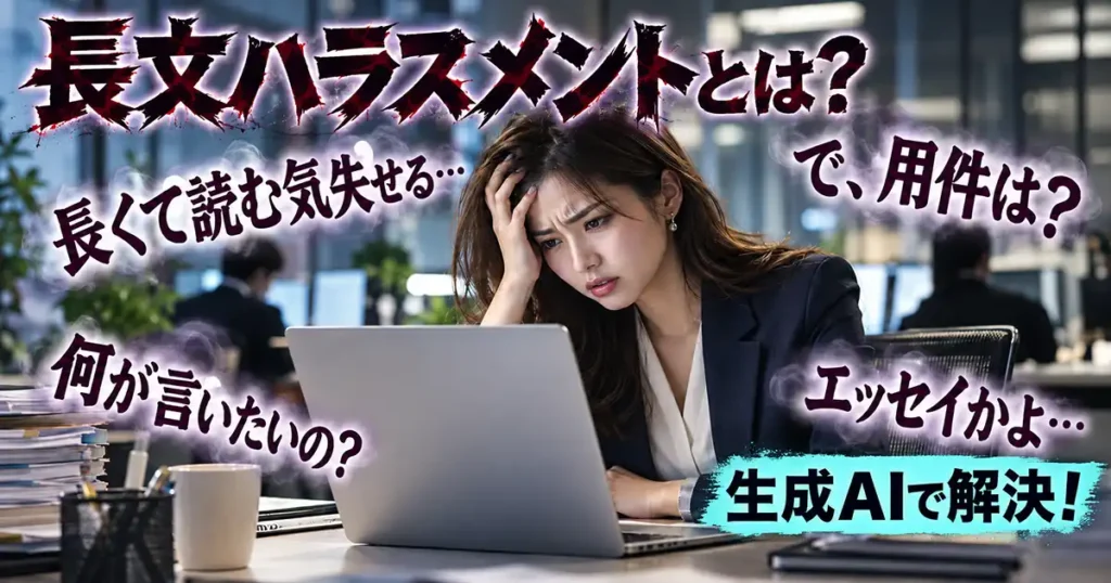 長文ハラスメントとは？生成AIで迷惑メールをビジネスメールに返還
