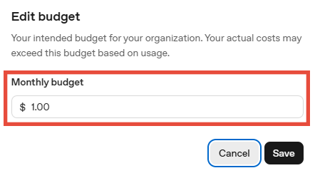 Monthly budget setting