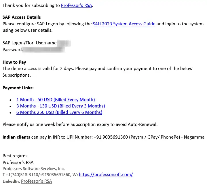 Professor's RSAより返されるメール