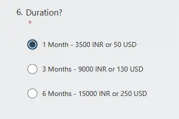 Professor's RSAの申し込みフォームより利用期間の選択