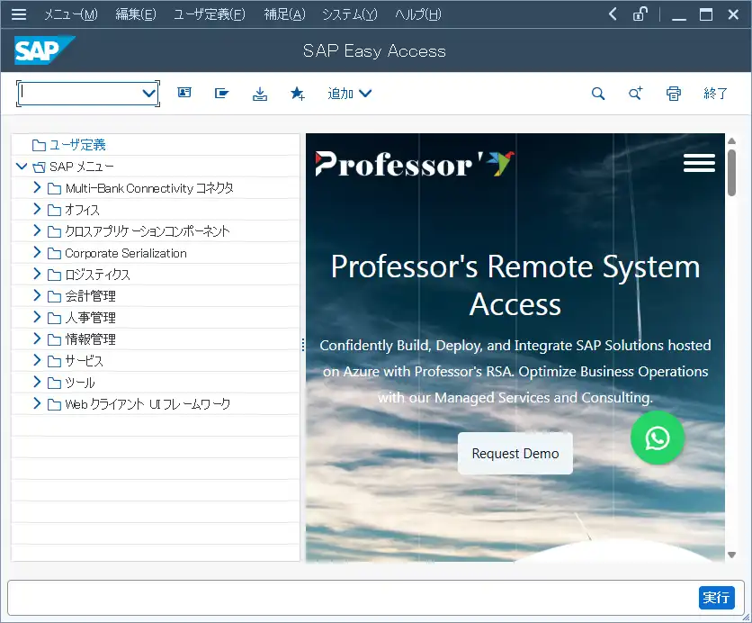 SAP GUI for WindowsでProfessor's RSAにログオンする