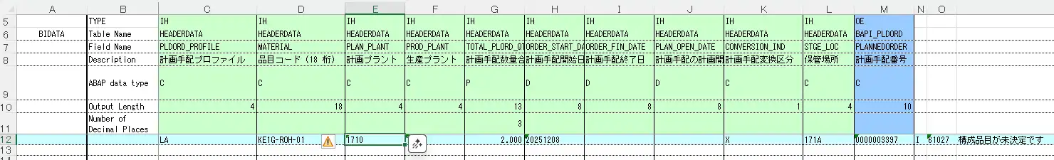 MALSYによるBAPIの実行結果(BAPI_PLANNEDORDER_CREATE)